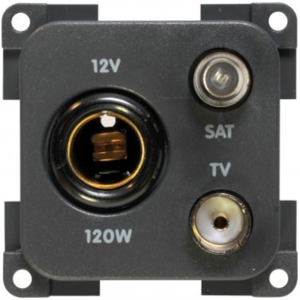 Enchufe de 12V + TV (9.5) + Sat gris oscuro